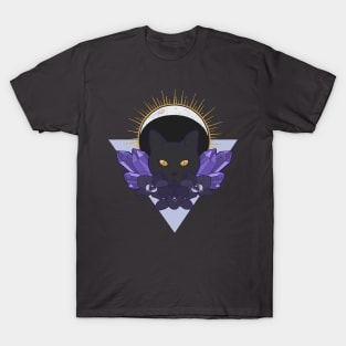 Moon Kitty with Crystals and Orchids T-Shirt